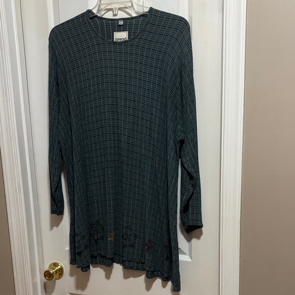 Bobeau Black and Gray‎ Checkered Tunic